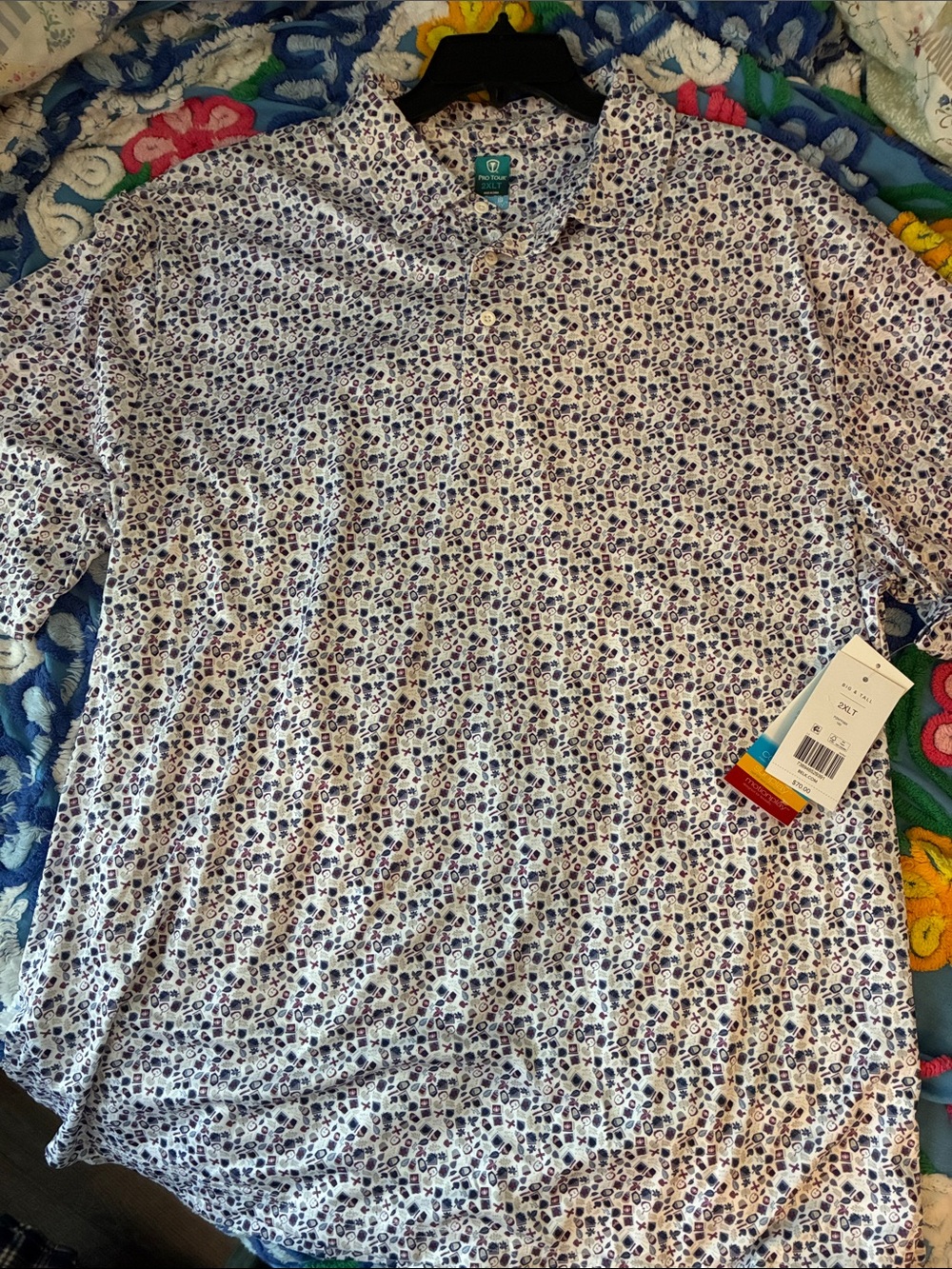 NWT Fall Theme Polo by Pro Tour 2XLT Pumpkins, Apples, Leaves